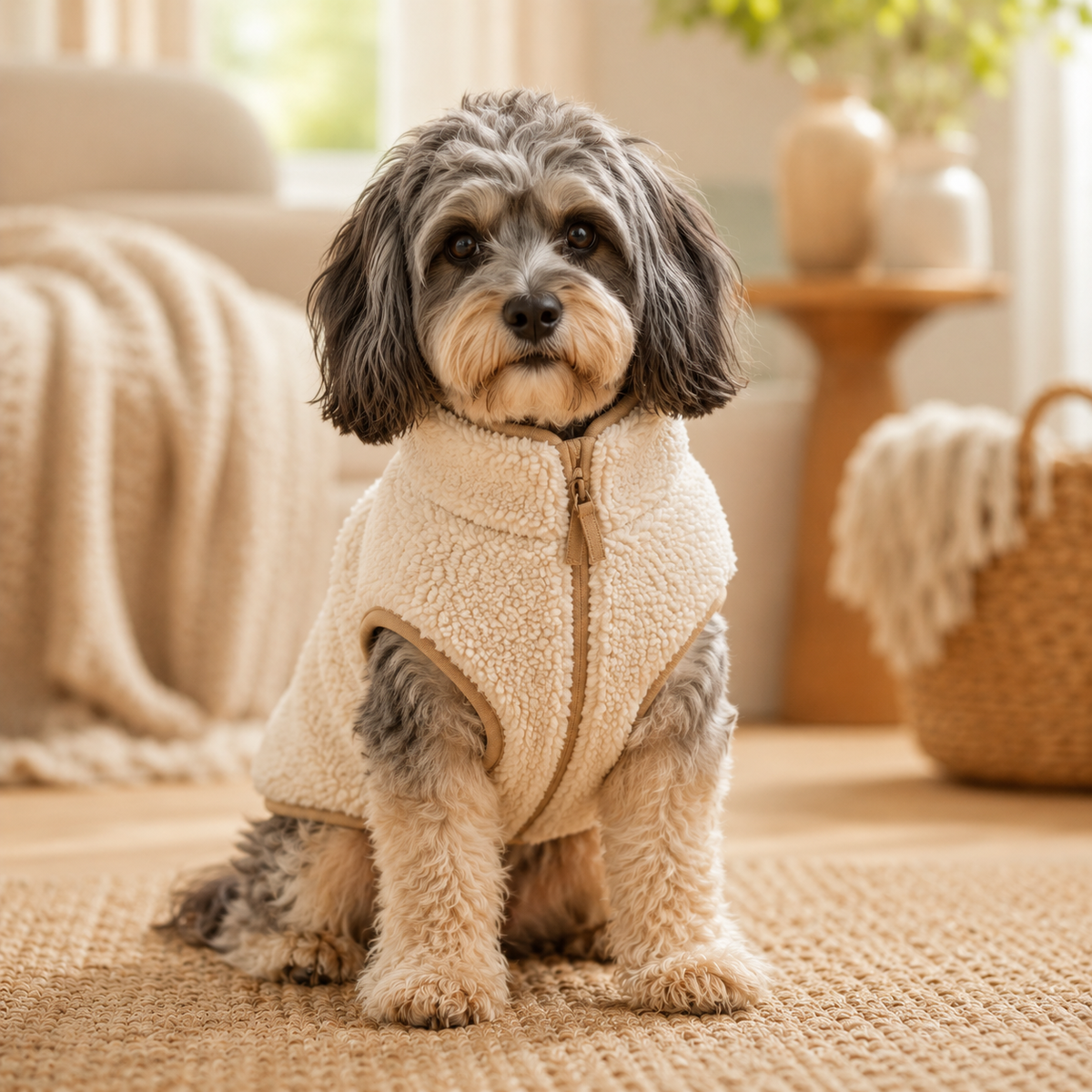 NAXPELORA™ Aspen Sherpa Dog Jacket – Warm Fleece Pet Coat, Teddy Puppy Outerwear