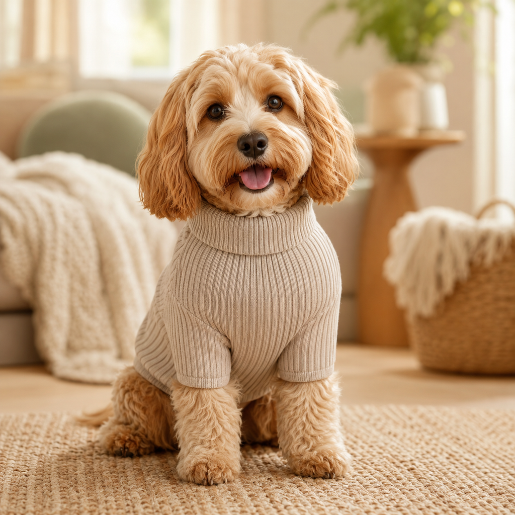 NAXPELORA™ CloudSoft Ribbed Dog Sweater – Lightweight Knit Pet Pullover, Cozy Stretch Puppy Clothes