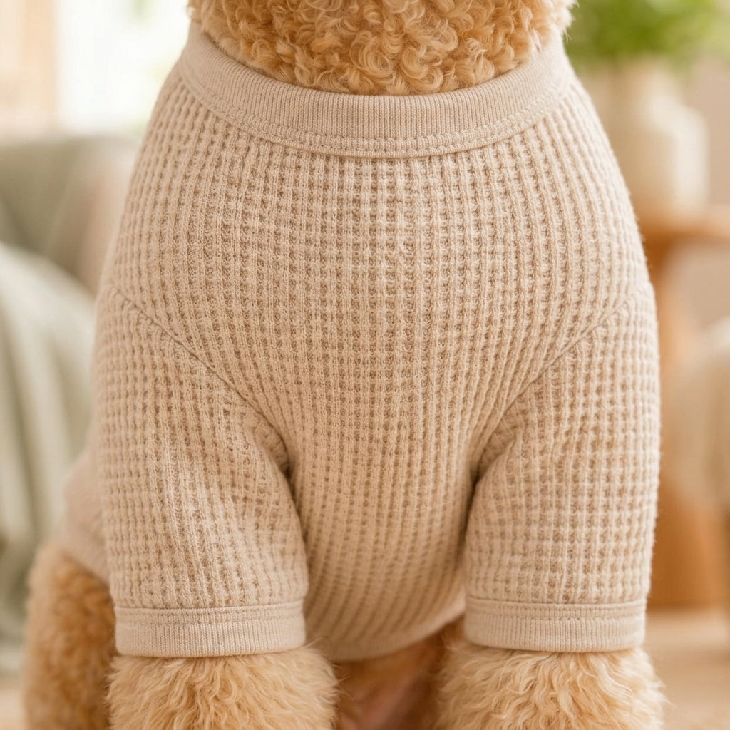 NAXPELORA™ Weekend Waffle Knit Dog Shirt – Lightweight Pet Pullover, Soft Puppy Long Sleeve Top
