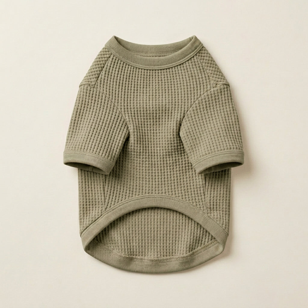 NAXPELORA™ Weekend Waffle Knit Dog Shirt – Lightweight Pet Pullover, Soft Puppy Long Sleeve Top