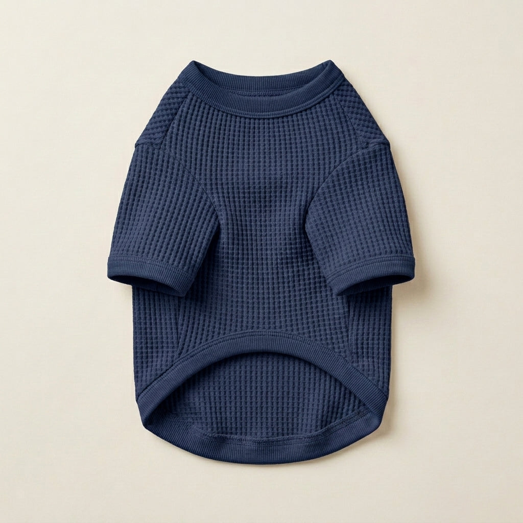 NAXPELORA™ Weekend Waffle Knit Dog Shirt – Lightweight Pet Pullover, Soft Puppy Long Sleeve Top