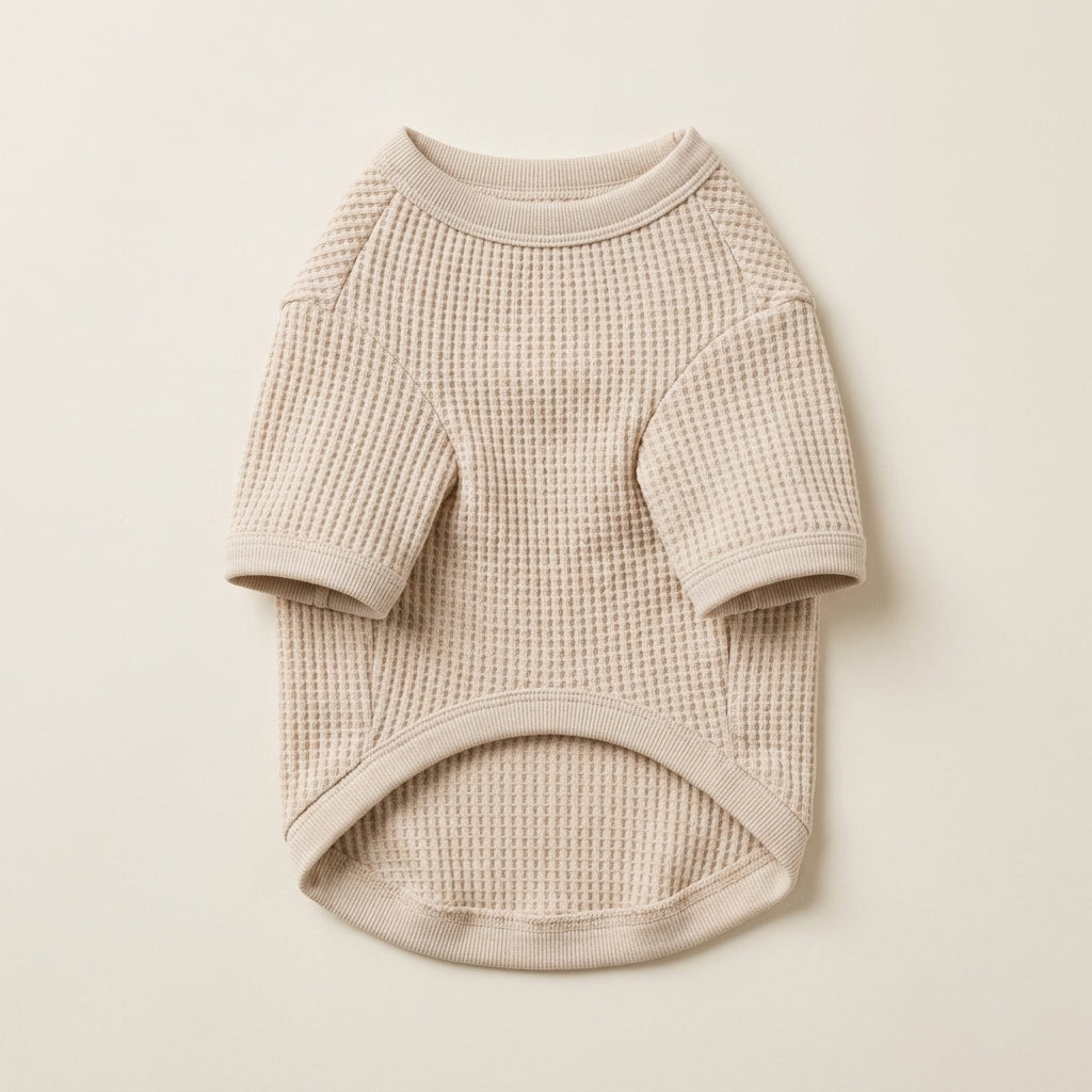 NAXPELORA™ Weekend Waffle Knit Dog Shirt – Lightweight Pet Pullover, Soft Puppy Long Sleeve Top